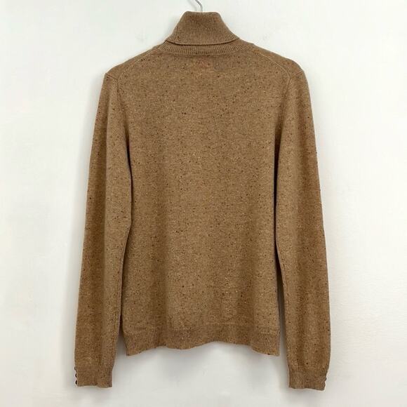 Brodie Cashmere Neutral Speckled Roll Neck Turtleneck Sweater Luxury Soft Large - Picture 2 of 13